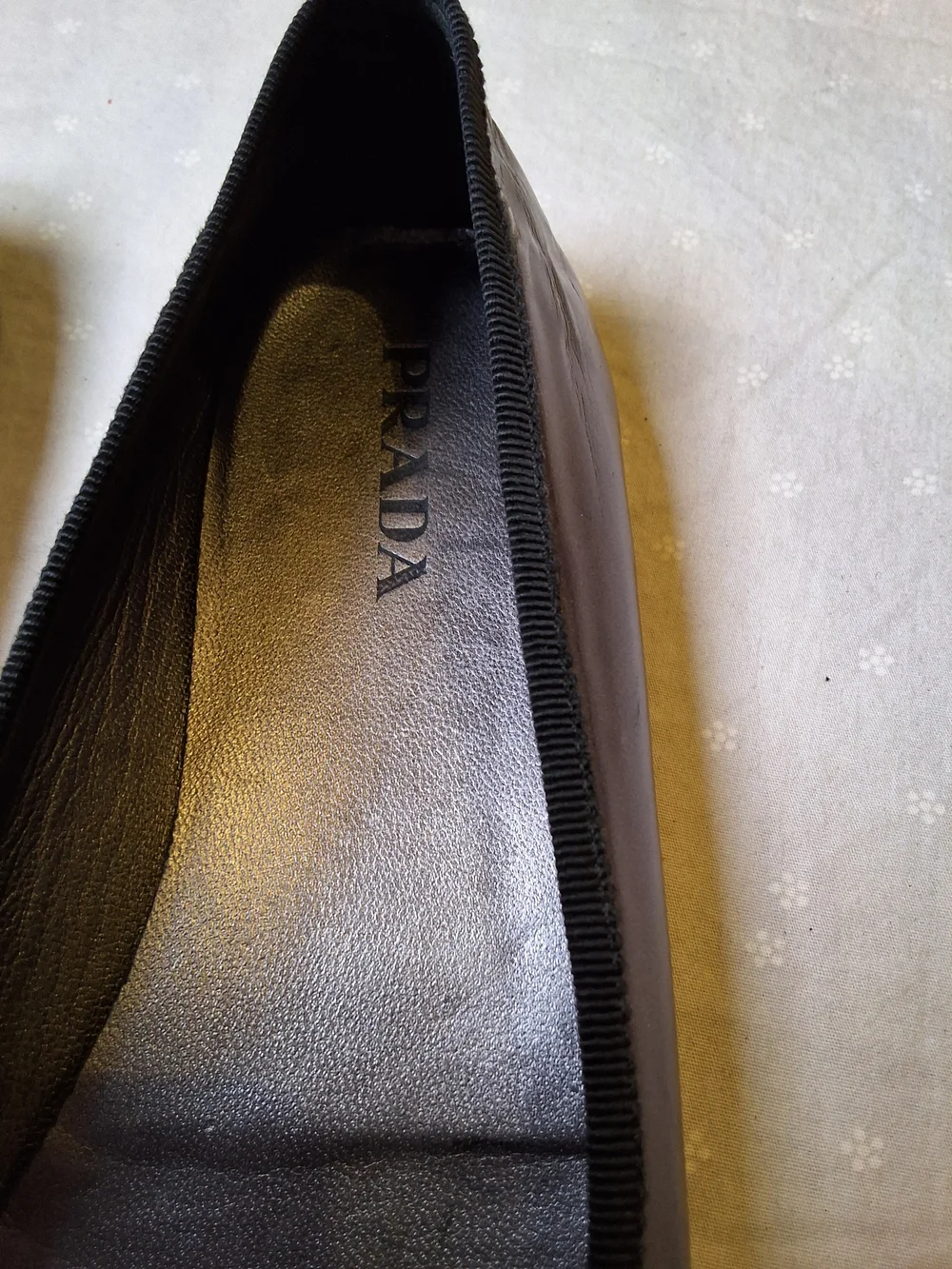 Prada Black Embellished Leather Ballet Flats with Crystal Accents